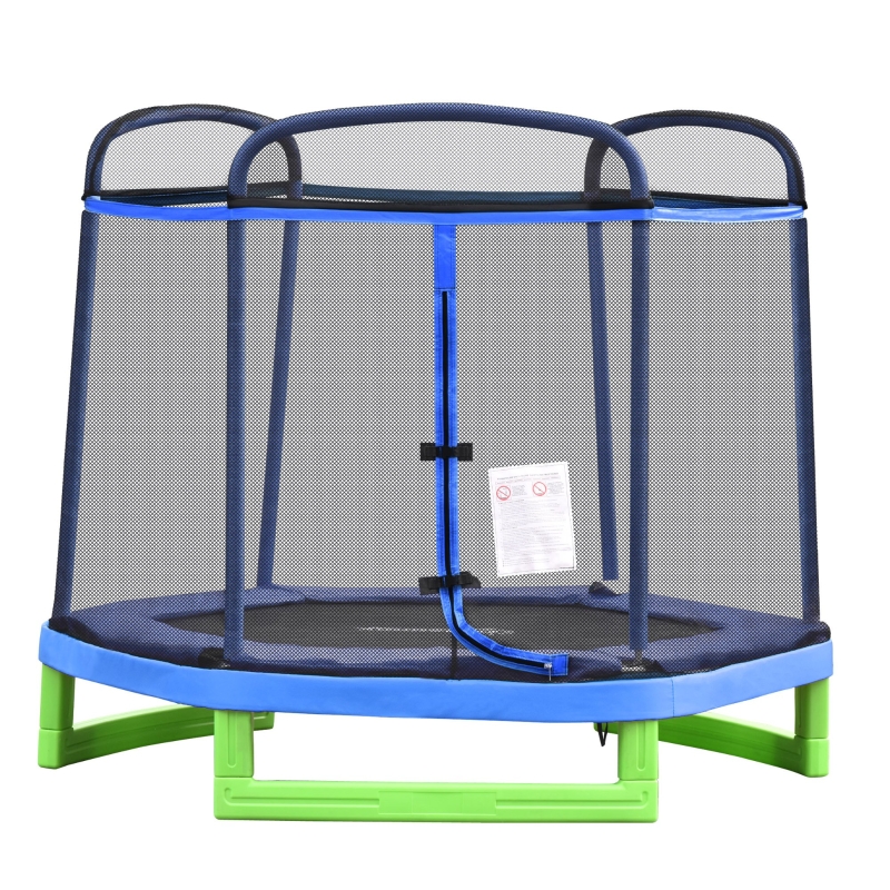 HOMCOM 7FT Kids Trampoline Indoor Outdoor Bouncer Jumper Safety Enclosure Net Gym Play Children for 3-12 Years