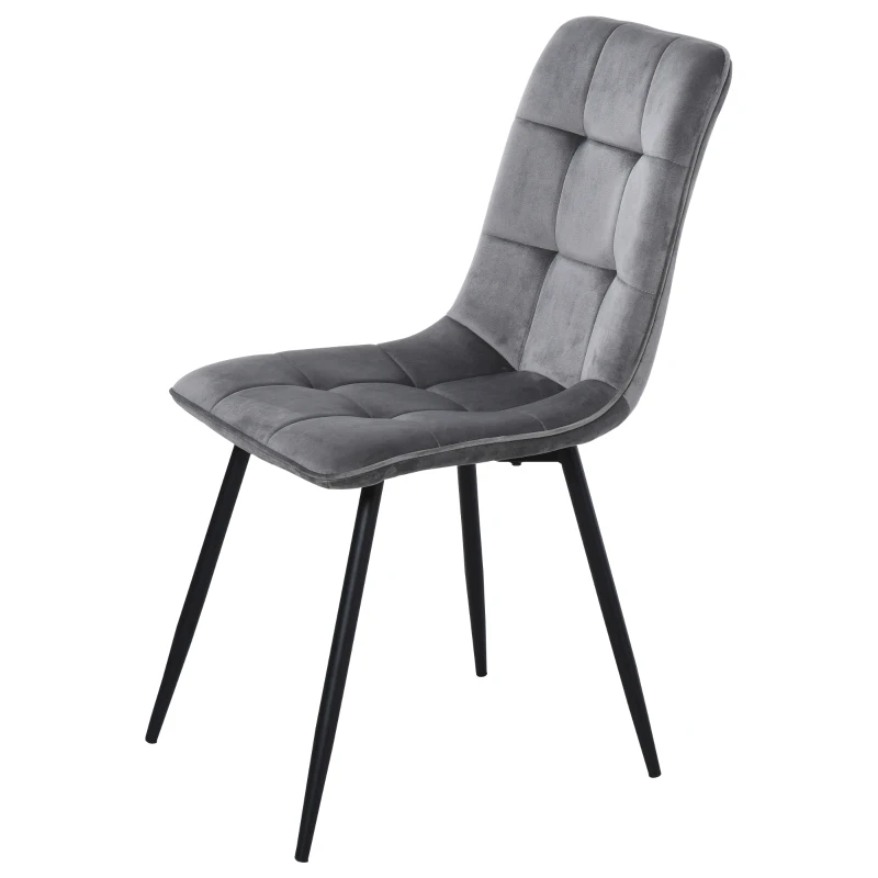 HOMCOM Set Of 2 Armless Flannelette Dining Chairs Home Seat w/ Metal Frame Padding Foot Pads Comfort Support Stylish Office Grey
