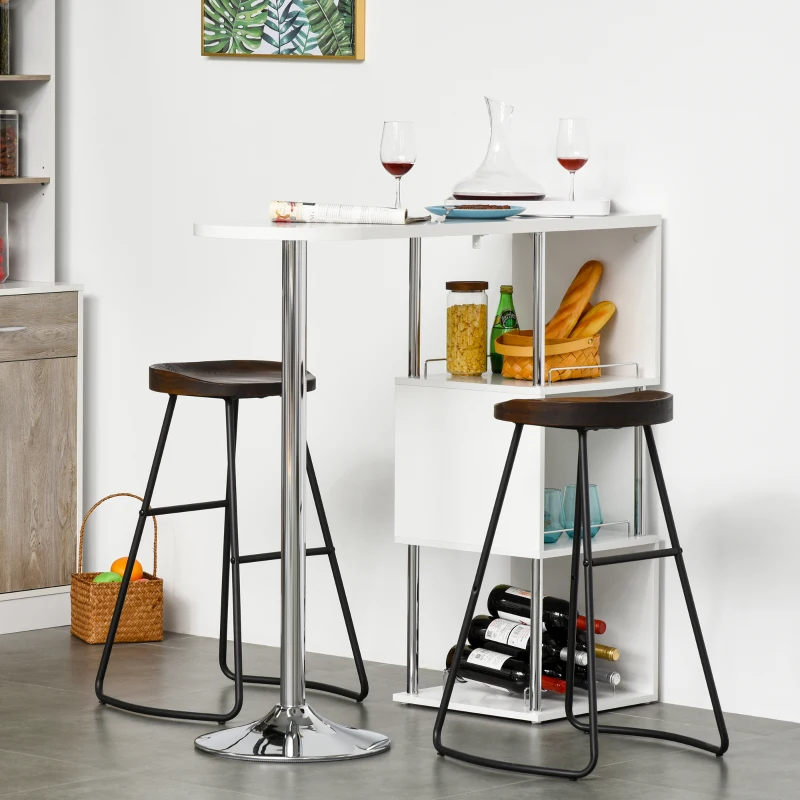HOMCOM Modern Bar Table Accent Console Serving Buffet with 3-bottle Wine Rack & Side Storage Shelf