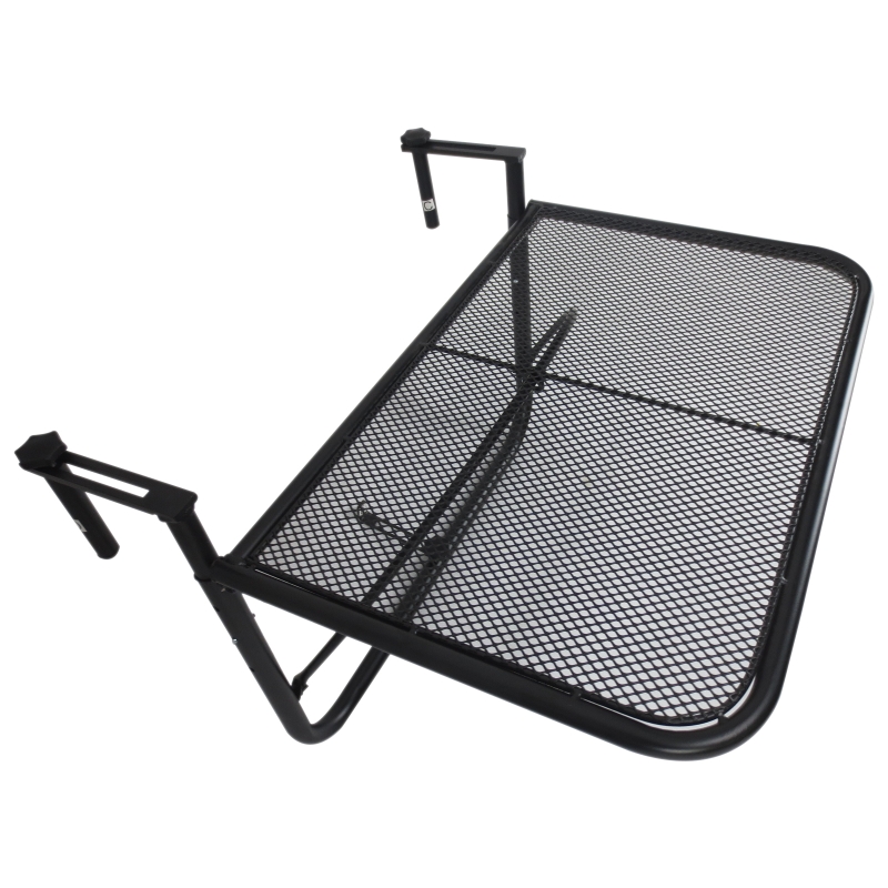 Outsunny Adjustable Balcony Hanging Rail Table Mini Wall Desk Drink Holer - Black