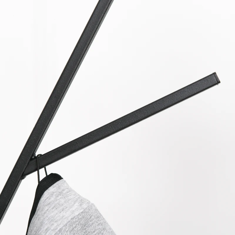 HOMCOM 180cm Free Standing Metal Coat Rack Stand 9 Hooks Clothes Tree with 1 Shelf Hat Display Hall Tree Hanger Bag Umbrella Hanging Organiser for Hallway Bedroom Waiting Room Living Room (Black)
