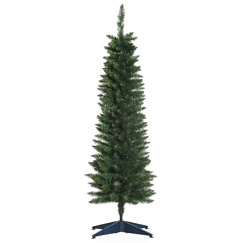 HOMCOM 1.5m 5ft Artificial Pine Pencil Slim Tall Christmas Tree with 294 Branch Tips Xmas Holiday Décor with Stand