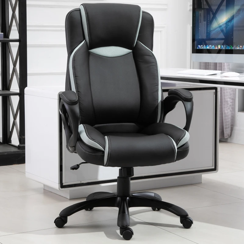 Vinsetto Ergonomic Executive Office Chair PU Leather Black and White
