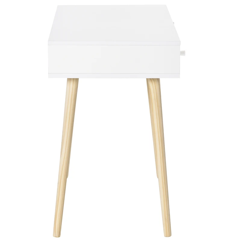 HOMCOM Kids Wooden Study Table Writing Desk with Drawer Ergonomic 39" x 19" x 30" White and Pink