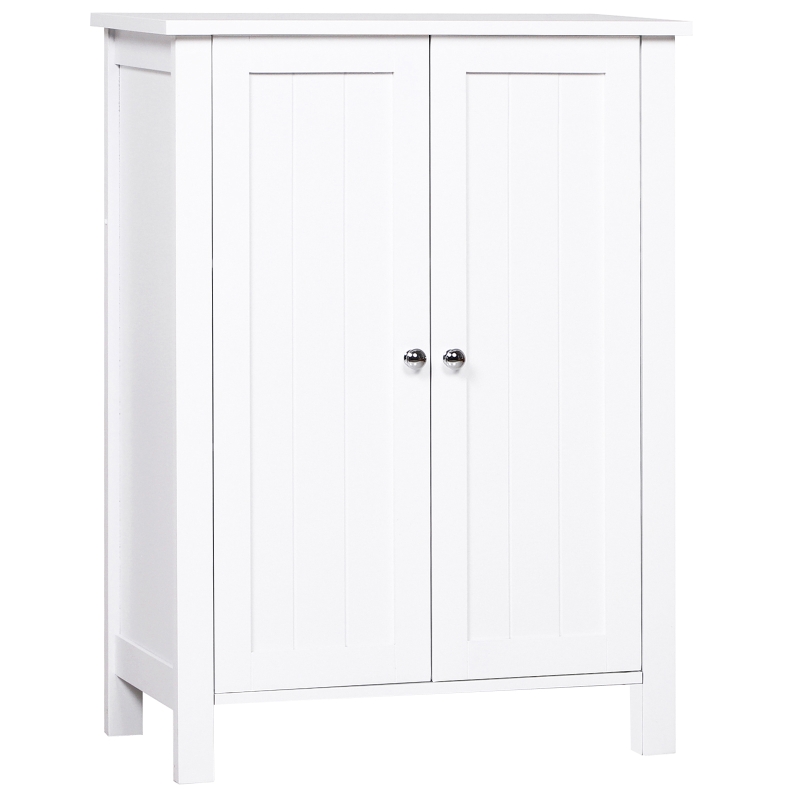 kleankin Bathroom Cabinet Storage Cupboard MDF Double Door Freestanding Furniture White