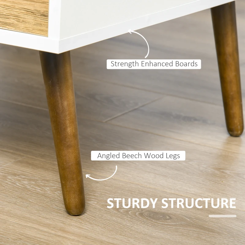 HOMCOM Coffee Table for Living Room, Office, Study Room, Reception Room, w/ 4 Storage Drawers, Sofa Table, Graceful Functional Table, Natural Wood