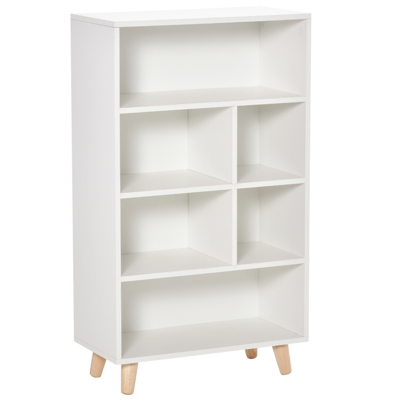 HOMCOM Bookcase Modern Bookshelf Display Cabinet Cube Storage Unit for Home Office Living Room Study White