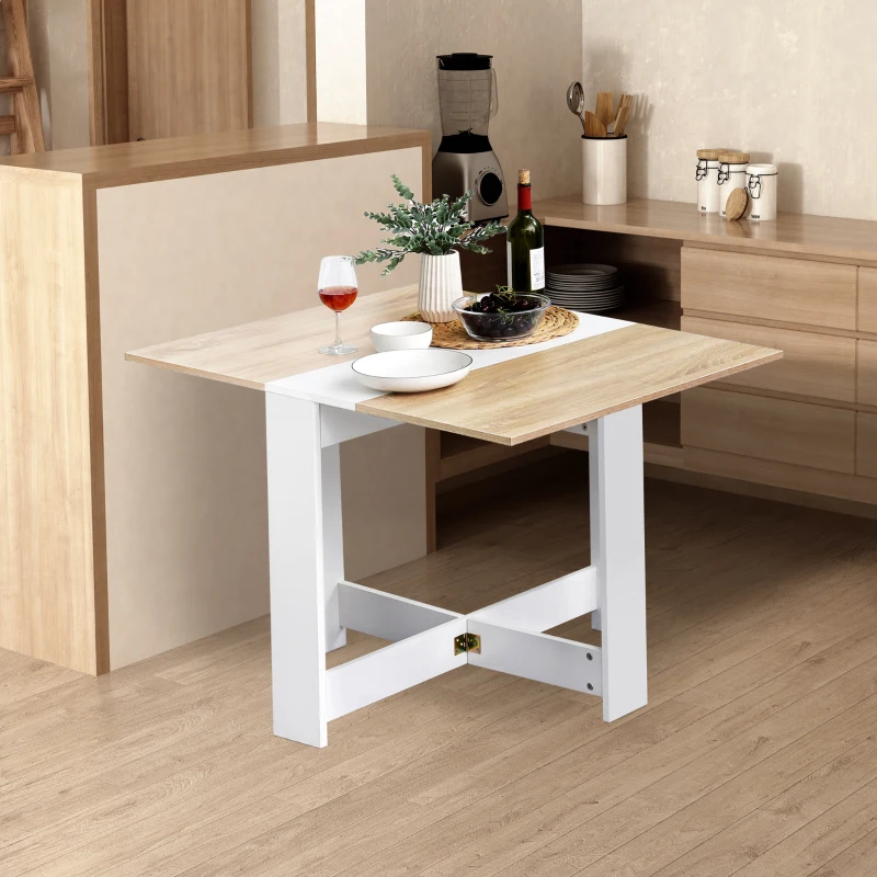 HOMCOM Particle Board Wooden Folding Dining Table Writing Computer Desk PC Workstation Space Saving Home Office Oak & White