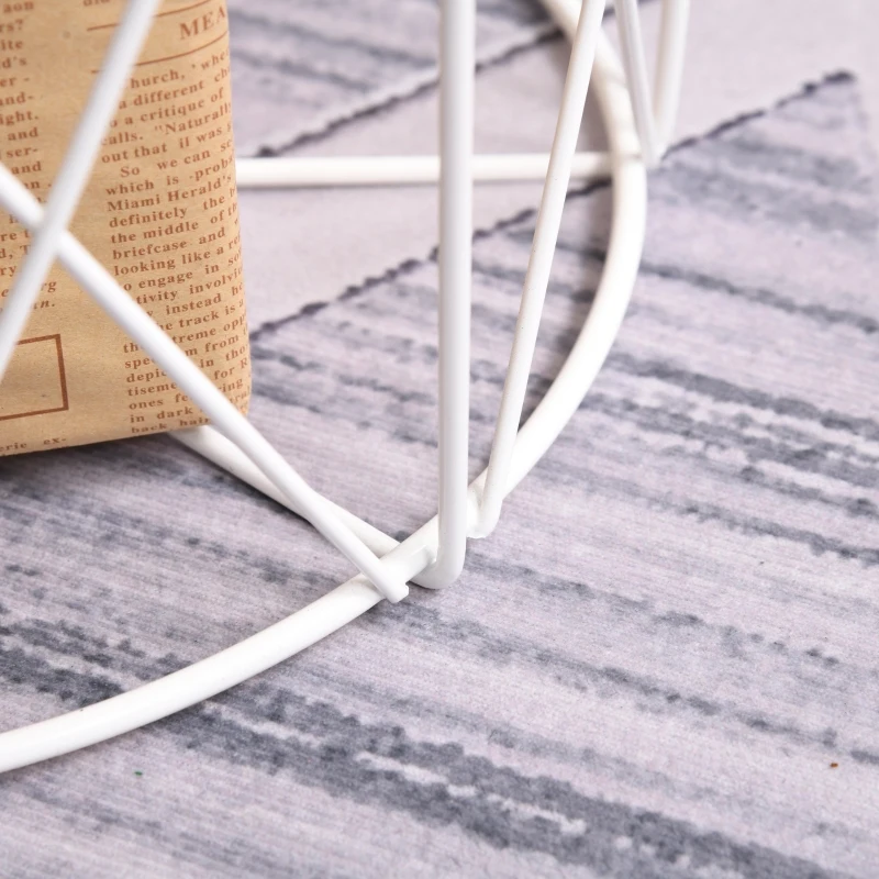 HOMCOM Set of 2 Metal Wire Side Coffee Table Sofa End Round Lift Top Storage Basket