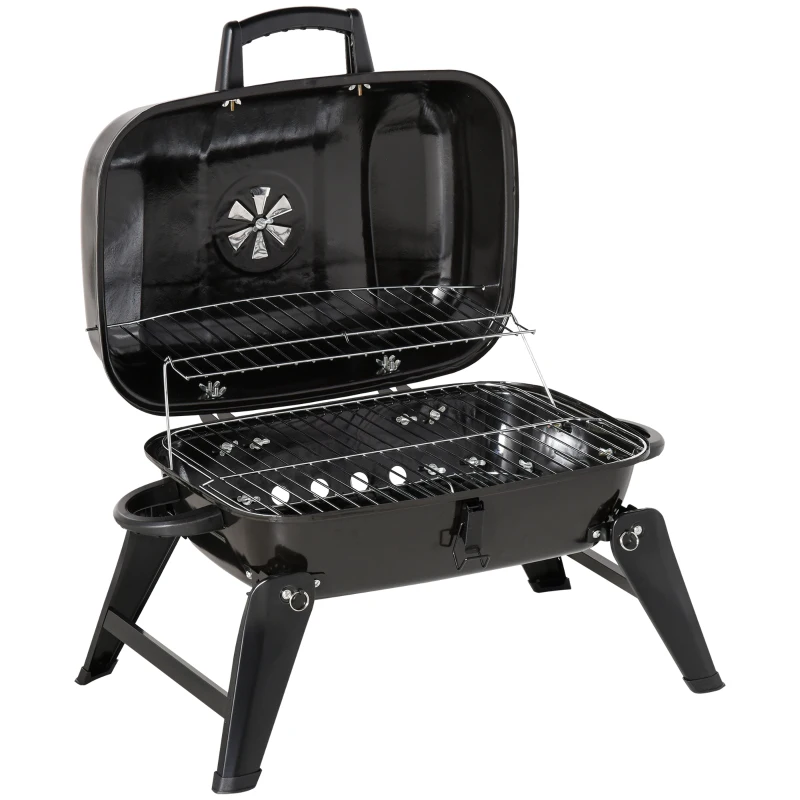 Outsunny  Portable Charcoal  Barbecue BBQ Grill Compact Fodling Camping Picnic Garden Party Festival Cooker Table Top with Chrome Grid