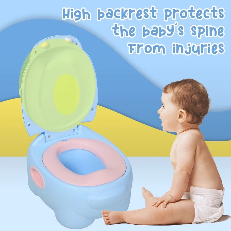 HOMCOM Portable Baby Potty Kids Children Training Toilet Chair Toddler Trainer Stool with Cushion 6 Months - 6 Years Blue