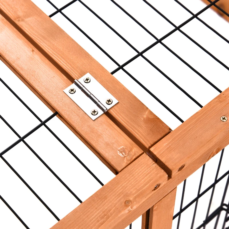 PawHut Wooden Rabbit Guinea Pig Hutch Detachable Pet House Animal Cage with Openable Run & Roof Lockable Door Slide-out Tray 146 x 95 x 69cm