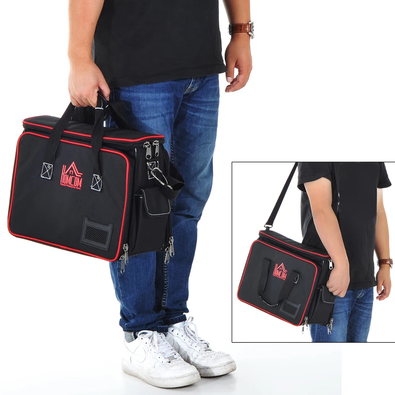 HOMCOM Heavy Duty Tool Bag Electrician bags Organizer Mechanic Storage Black