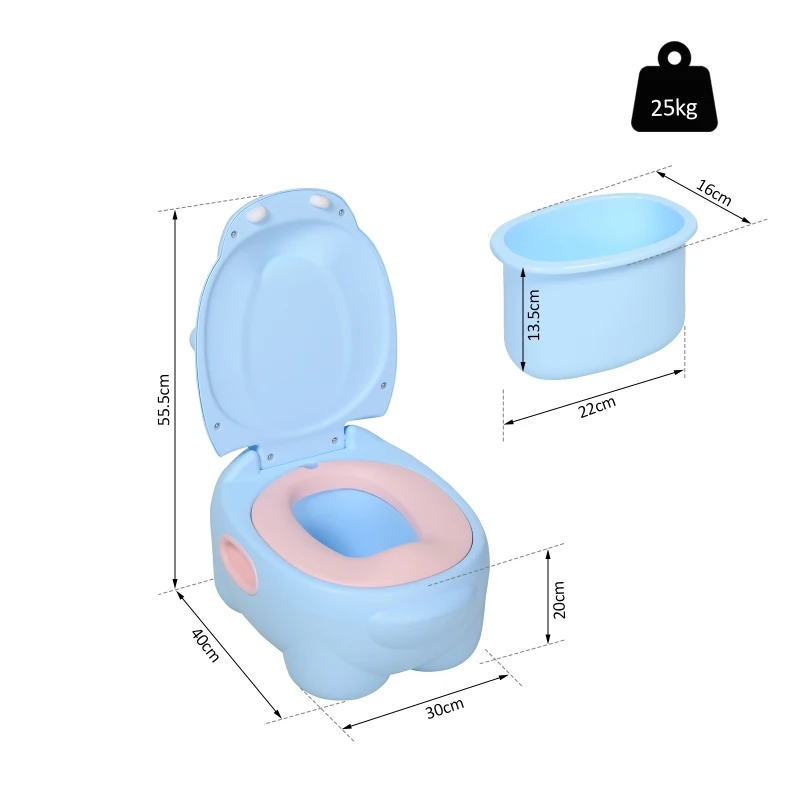 HOMCOM Portable Baby Potty Kids Children Training Toilet Chair Toddler Trainer Stool with Cushion 6 Months - 6 Years Blue