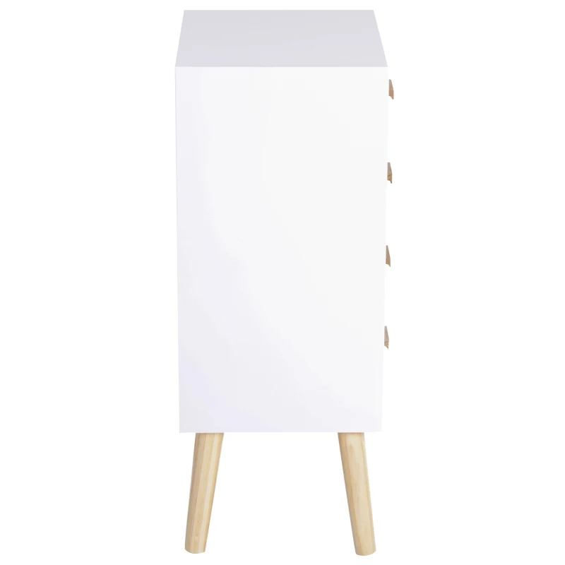 HOMCOM 4 Drawers Bedside Cabinet Wooden Table Storage Chest Organiser Night Stand Scandinavian Nordic Style Home Furniture