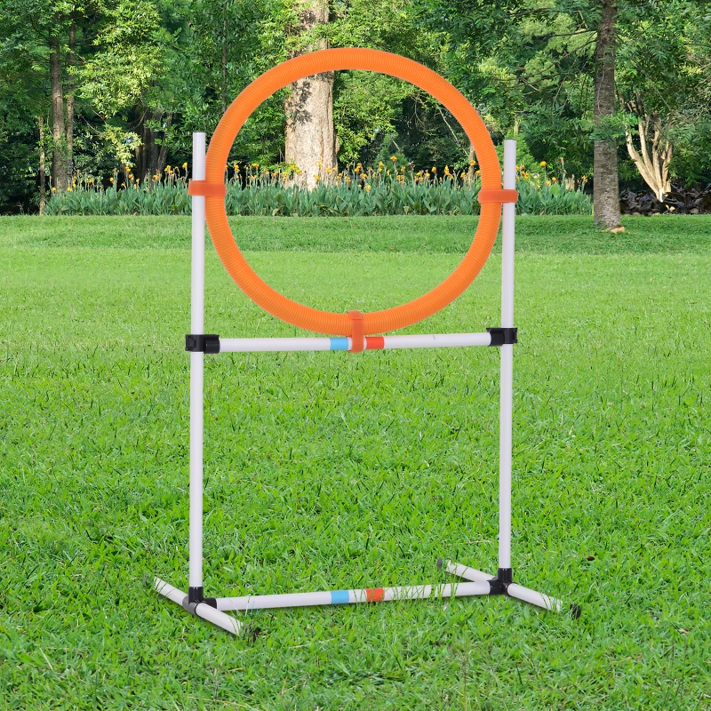 PawHut Portable Dog Obstacle Exercise Pet Tire Jump Pet Agility Training Set w/ Carry Bag