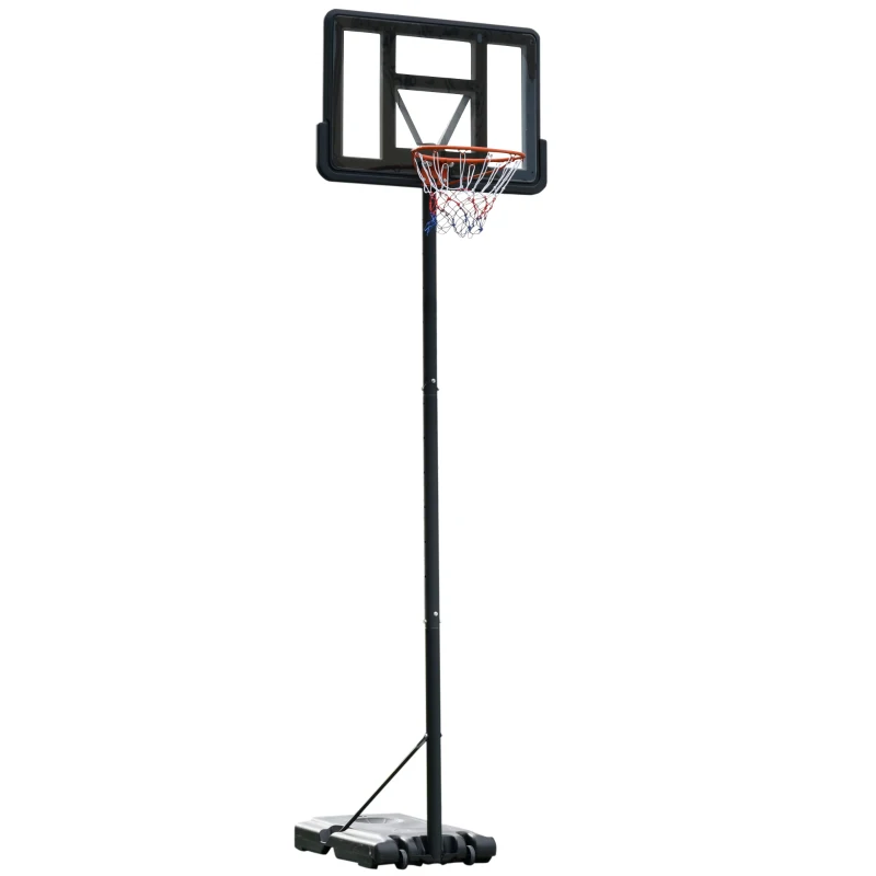HOMCOM Portable Freestanding Basketball Hoop Stand Transparent Backboard 231-305cm Adjustable Basketball Hoop with Two Moving Wheels For Adult Outdoor & Indoor Use