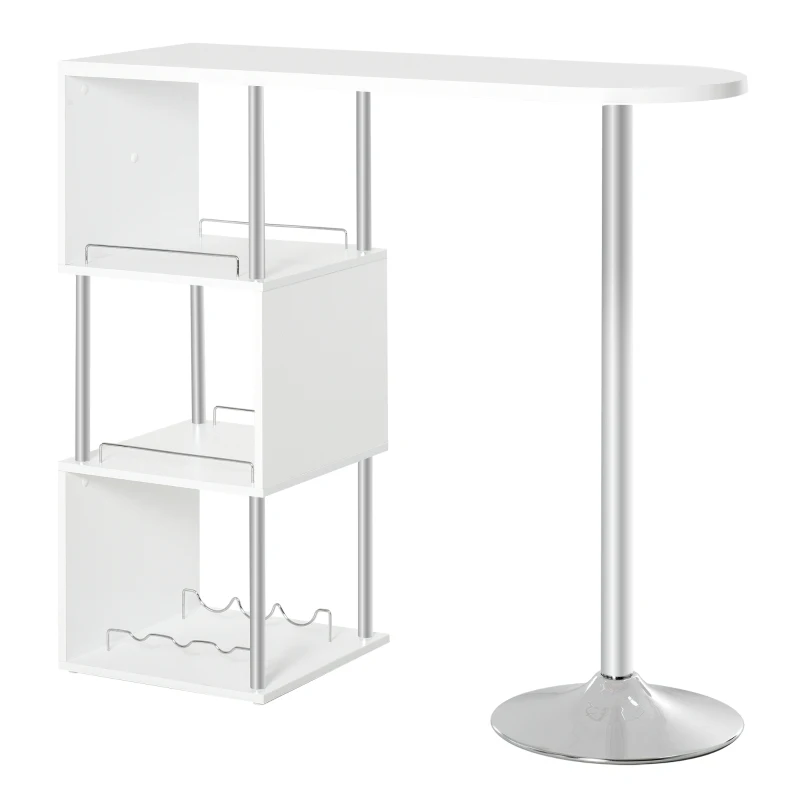 HOMCOM Modern Bar Table Accent Console Serving Buffet with 3-bottle Wine Rack & Side Storage Shelf