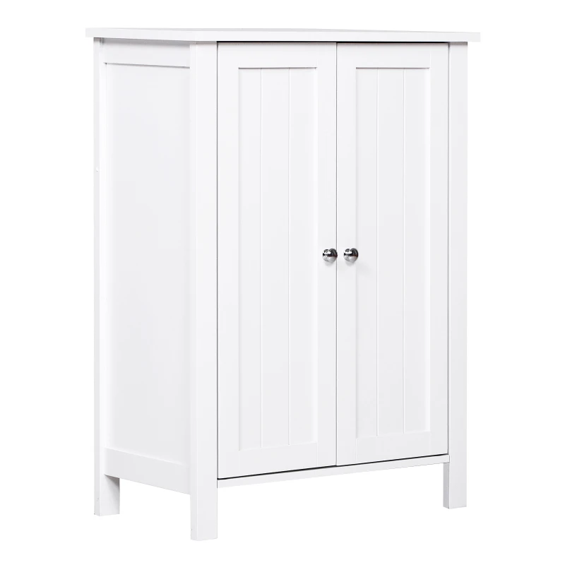 kleankin Bathroom Cabinet Storage Cupboard MDF Double Door Freestanding  Furniture White
