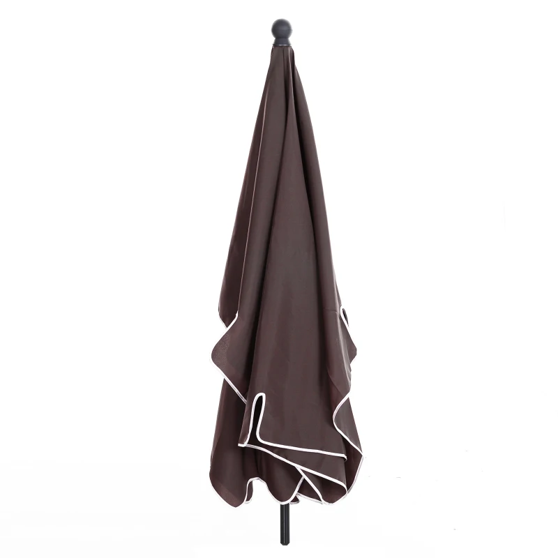 Outsunny Aluminium Sun Umbrella Parasol Patio Garden Rectangular Tilt 2M x 1.25M Brown