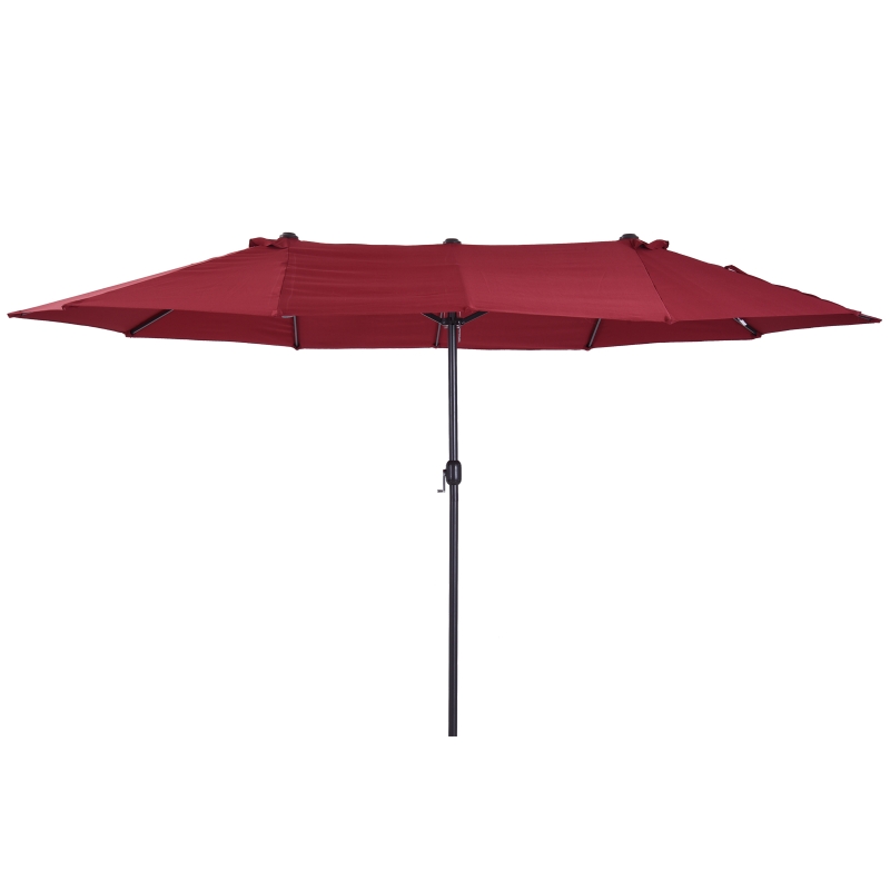 Outsunny 4.6m Garden Parasol Double-Sided Sun Umbrella Patio Market Shelter Canopy Shade Outdoor Wine Red - NO BASE