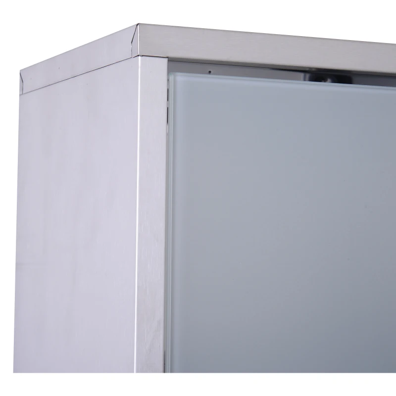 HOMCOM 3 Tier Stainless Steel Wall Mounted Medicine Cabinet Glass Lockable Door Storage Shelves Houseware Bathroom Furniture w/2 Keys