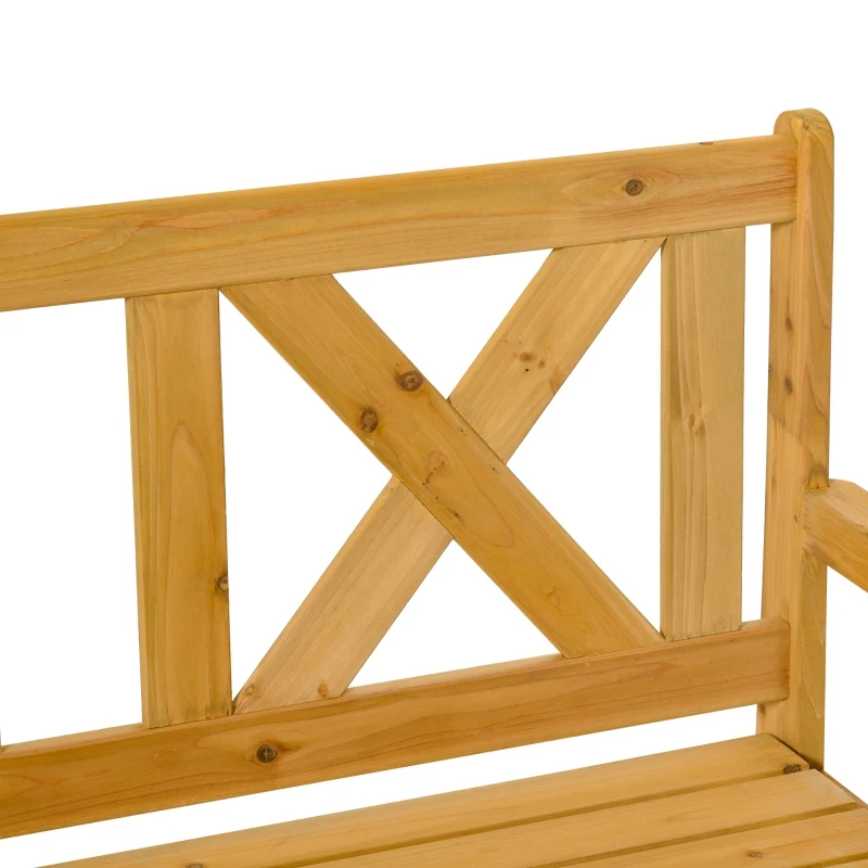 Outsunny Wood Garden Bench 2 Seater Storage Chest Patio Seating with High Back and Armrest