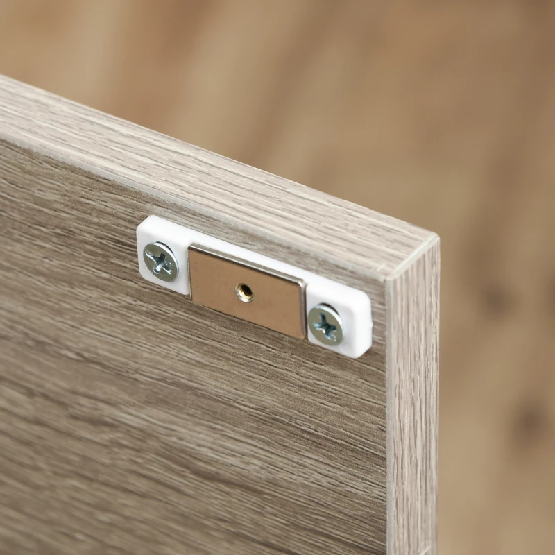 PawHut Wooden Cat House Kitty Shelter Bed with Cushion Cat litter box End Table Hideaway Cabinet with Storage Grey 48 cm x 40 cm x 64.5 cm