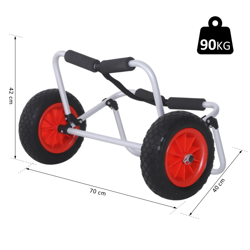 HOMCOM Foldable Kayak Trolley Aluminum Frame Canoe Carrier Dolly Transport Cart w/ Strap Heavy Duty