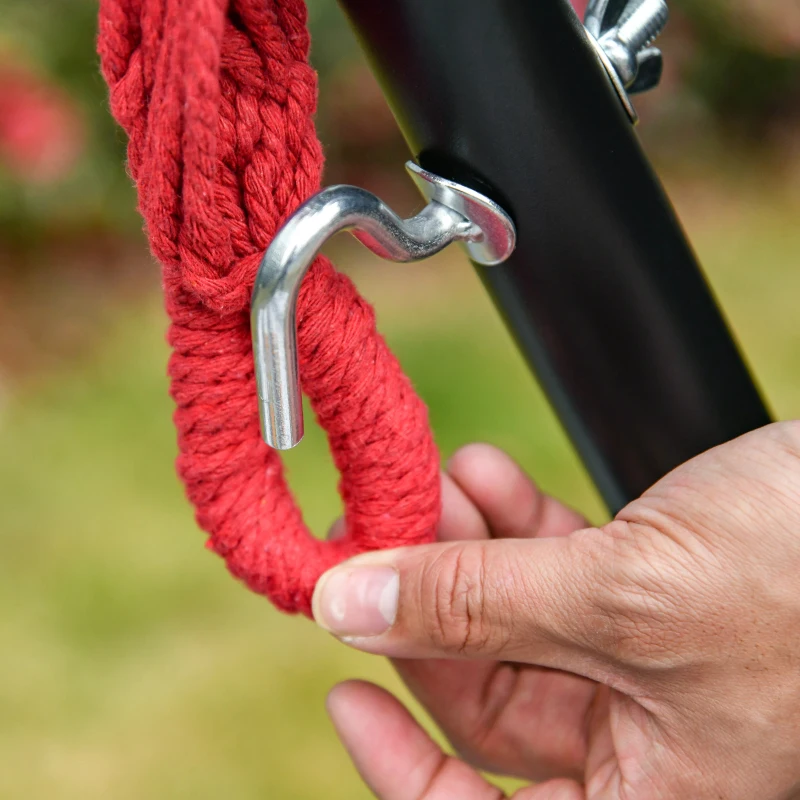 Outsunny Fabric Hammock Bed with Stand, Free Standing Adjusytable Lounge Chair Includes Portable Carrying Case for Outdoor or Indoor