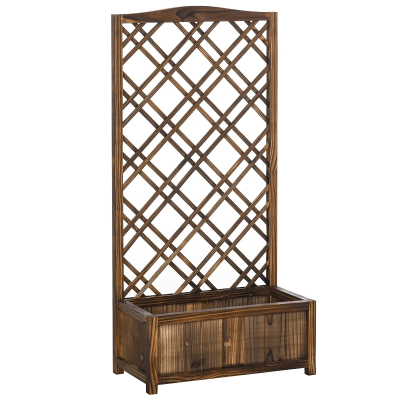 Outsunny 60x30x123cm Raised Bed with Trellis Standing Lattice Panels for Plants,Flowers or Vine Garden Outdoor Indoor, 60x30x122.5cm, Brown