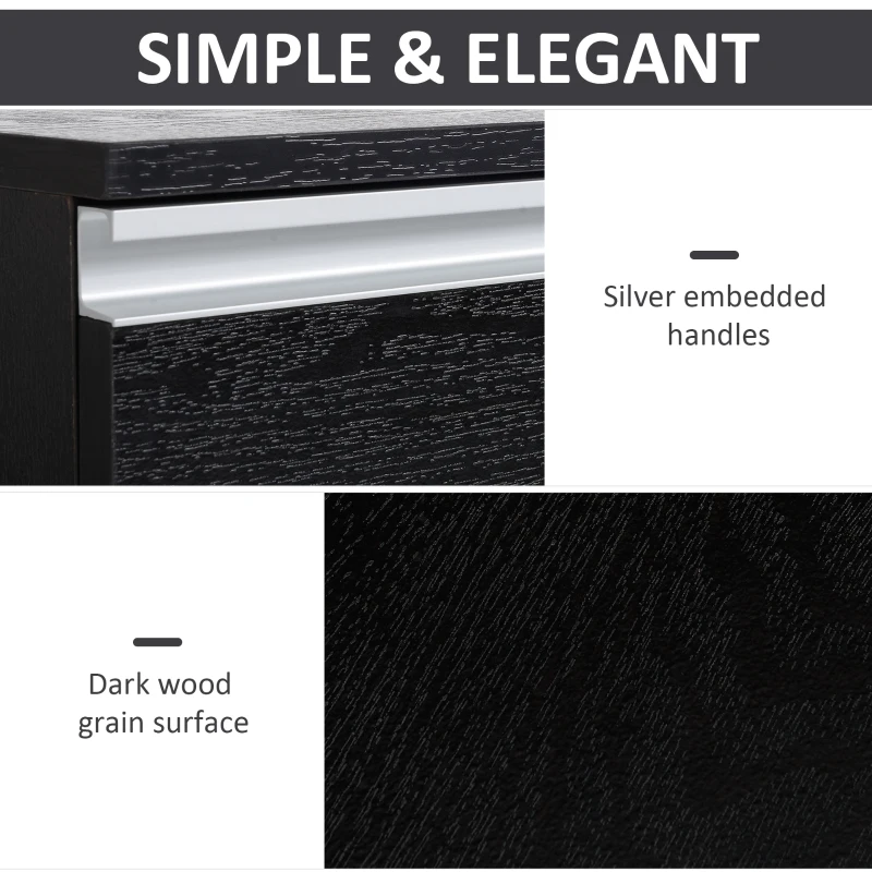 HOMCOM 3-Drawer Mobile File Cabinet Office Filing Cabinet Rolling End Organizer Dark Wood Grain