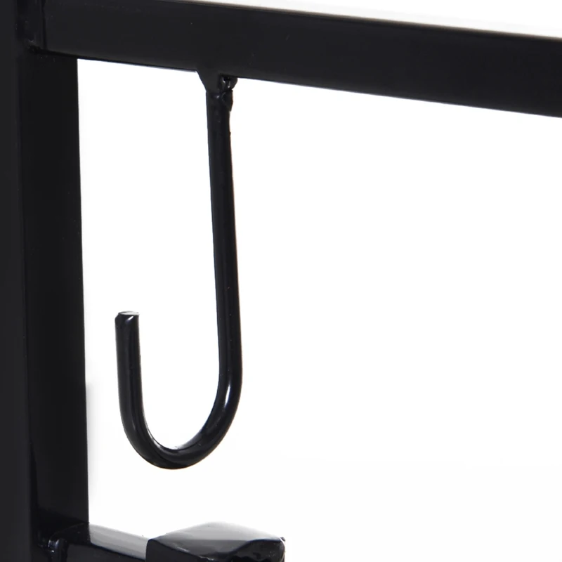 Outsunny Firewood Stand Log Rack Holder 84cm with 4-PC Fireplace Tools Set, Indoor Outdoor, Metal, Black