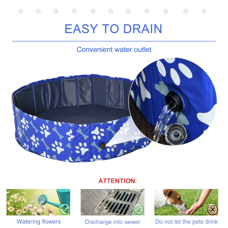 PawHut Foldable Dog Paddling Pool Pet Cat Swimming Pool Indoor/Outdoor Collapsible Bathing Tub Shower Tub for Puppy, Φ120 × 30H cm, L Sized