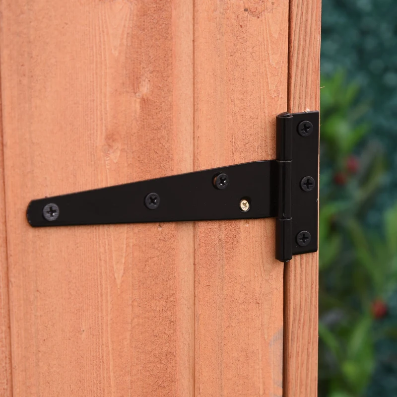 Outsunny 89 x 50cm 4-Tier Wooden Garden Storage Shed 3 Shelves Utility Gardener Cabinet Lockable Double Doors Tool Kit Storage - Natural