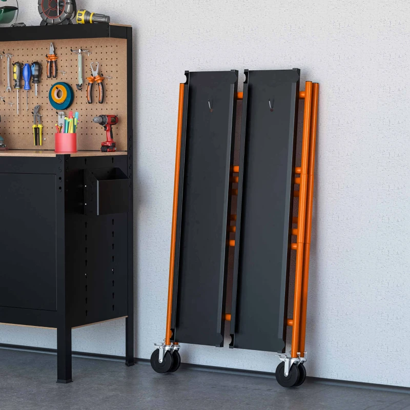 HOMCOM Multi Purpose Scaffolding Ladder with Locking Wheels, Adjustable Working Platform, Steel Frame