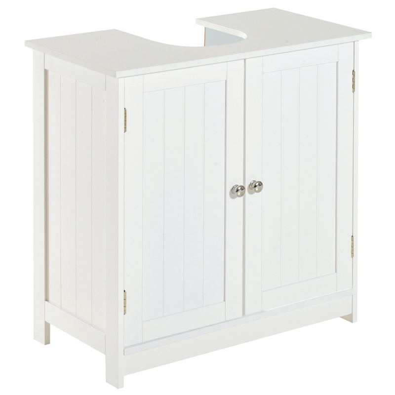HOMCOM Under Sink Bathroom Storage Cabinet 2 Layers Vanity Unit Wooden - White