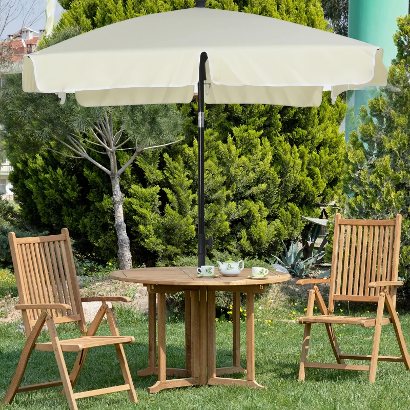 Outsunny Aluminium Sun Umbrella Parasol Patio Garden Rectangular Tilt 2M x 1.25M Off-White