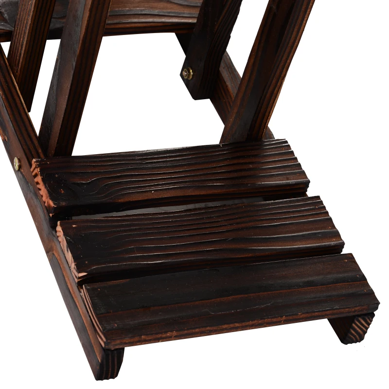 Outsunny Wooden 4-Tier Plant Stand Vertical Carbonized Flower Rack Outdoor Garden Shelf