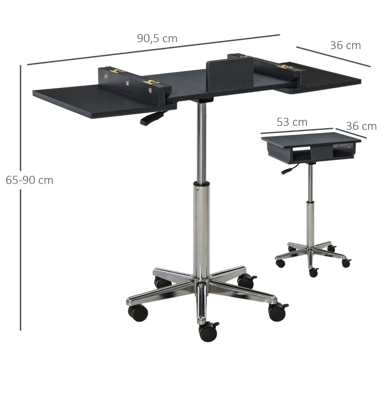HOMCOM Mobile Laptop Computer Desk Expandable Home Office Table Workstation with Wheels