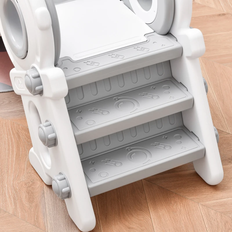 HOMCOM Folding Kids Slide Freestanding Slider for Toddler Climber Indoor Outdoor Playset Exercise Toy Activity Center for 1-3 Years, Cartoon Astronaut Shaped Grey