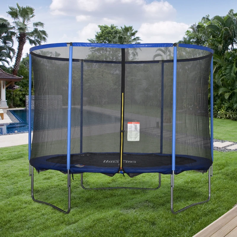 HOMCOM 305cm Trampoline for Kids and Adult with Safety Enclosure Net Spring Pad Waterproof Jump Mat for Outdoor Indoor Use