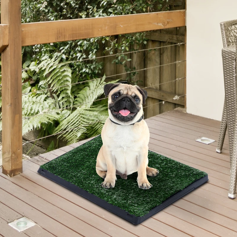PawHut Indoor Pet Dog Toilet Mat Potty Tray Training Grass Restroom with Tray and Loo Pad
