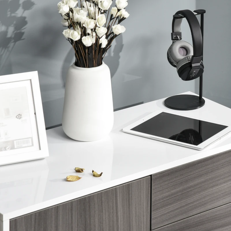 HOMCOM High Gloss Frame Sideboard, Side Cabinet, Push-Open Design with 2 Drawer for Living Room, Bedroom, Grey