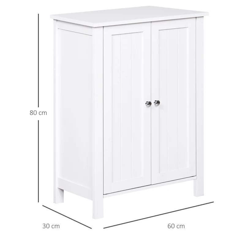 kleankin Bathroom Cabinet Storage Cupboard MDF Double Door Freestanding  Furniture White