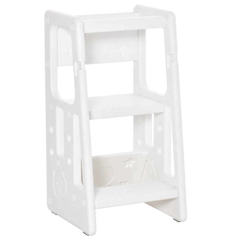 HOMCOM Kids Step Stool, Adjustable Standing Platform, Toddler Kitchen Stool