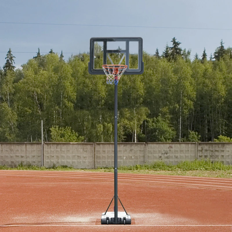 HOMCOM Portable Freestanding Basketball Hoop Stand Transparent Backboard 231-305cm Adjustable Basketball Hoop with Two Moving Wheels For Adult Outdoor & Indoor Use