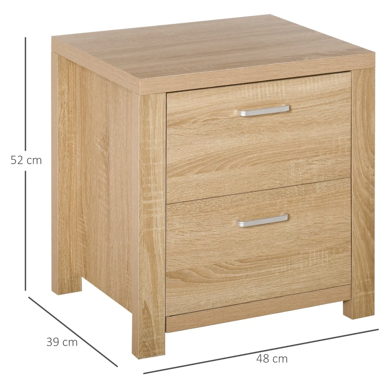 HOMCOM Modern Style Bedside Table Nightstand Side Table with 2 Drawers for Bedroom Living Room