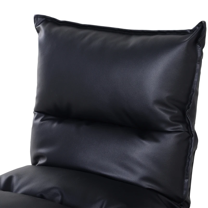 HOMCOM Foldable Padded Sofa with Adjustable Backrest Thick Seat Cushion Lazy Lounge Cream Black