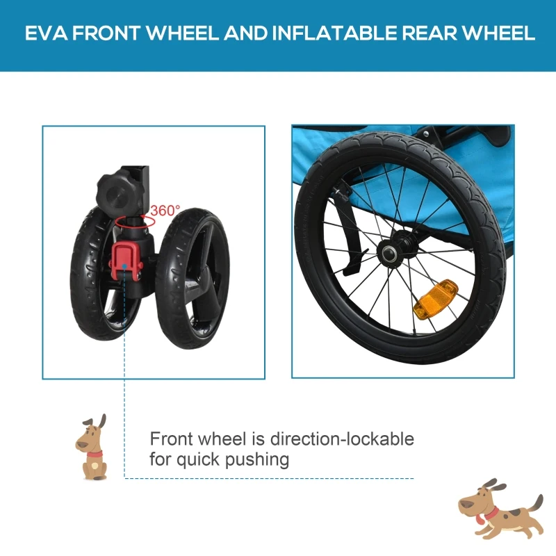 PawHut IE Located 2 in 1 Dog Bike Trailer for Medium Dogs, Blue